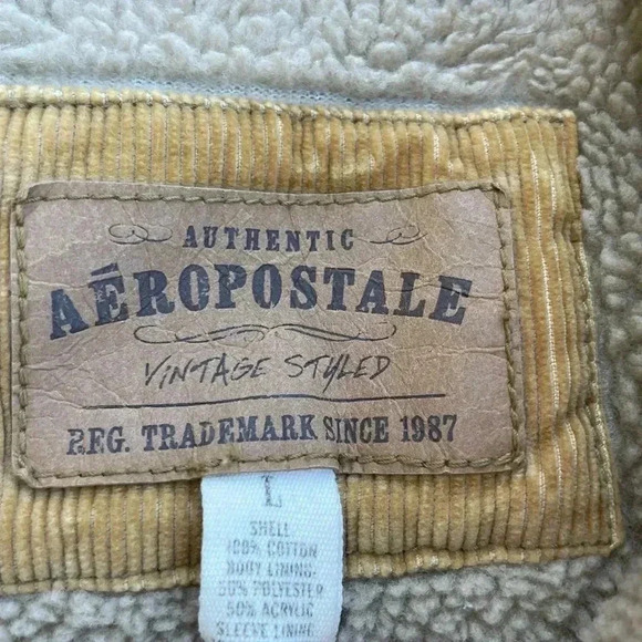 Aeropostale Vintage Corduroy + Sherpa Jacket Beige Yellowstone Dutton 90s - Picture 3 of 6